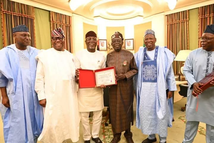 PHOTOS: Aiyedatiwa presents Certificate of Return to Tinubu