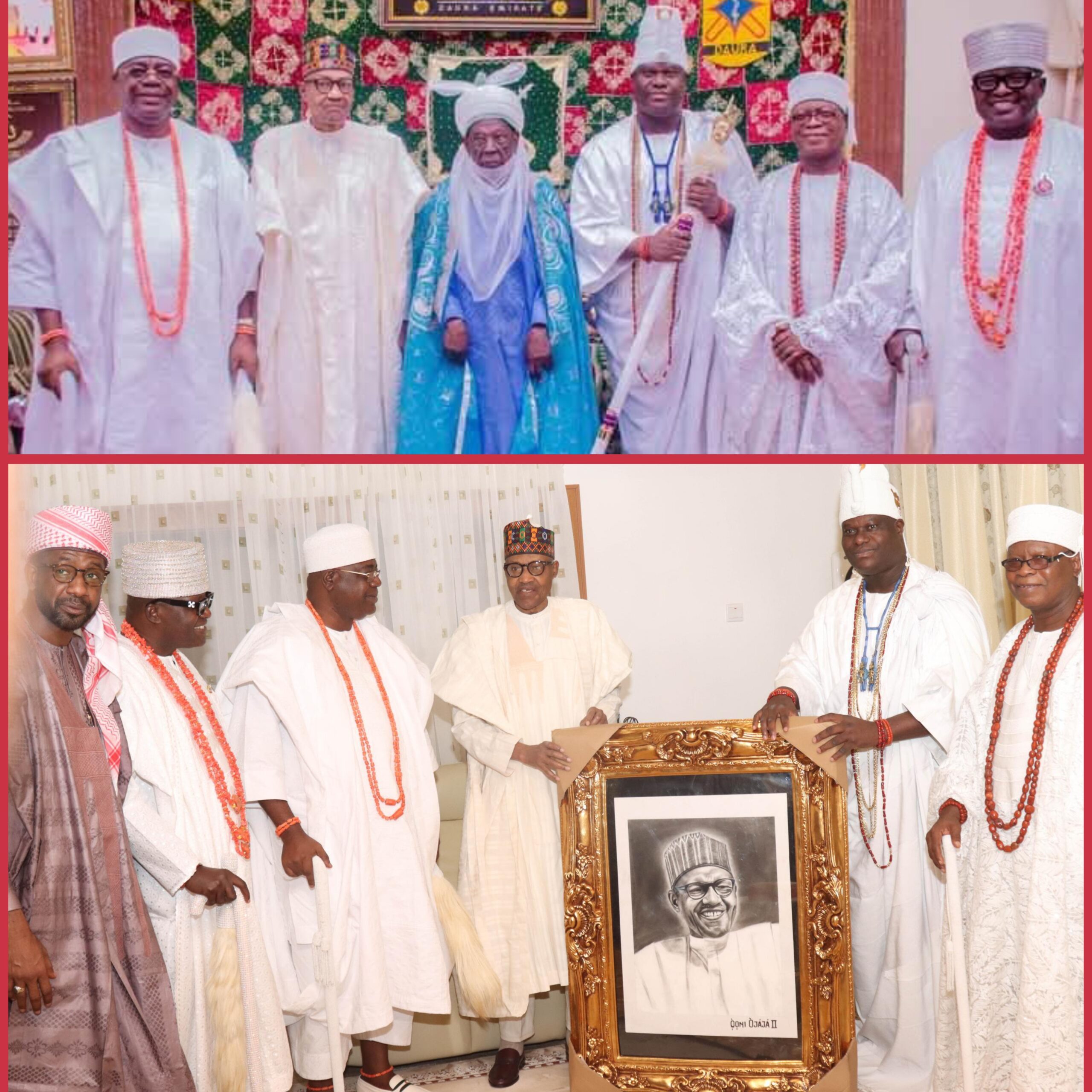 PHOTOS: Grace as Ooni leads S/West monarchs on visit to Buhari, Daura Emir